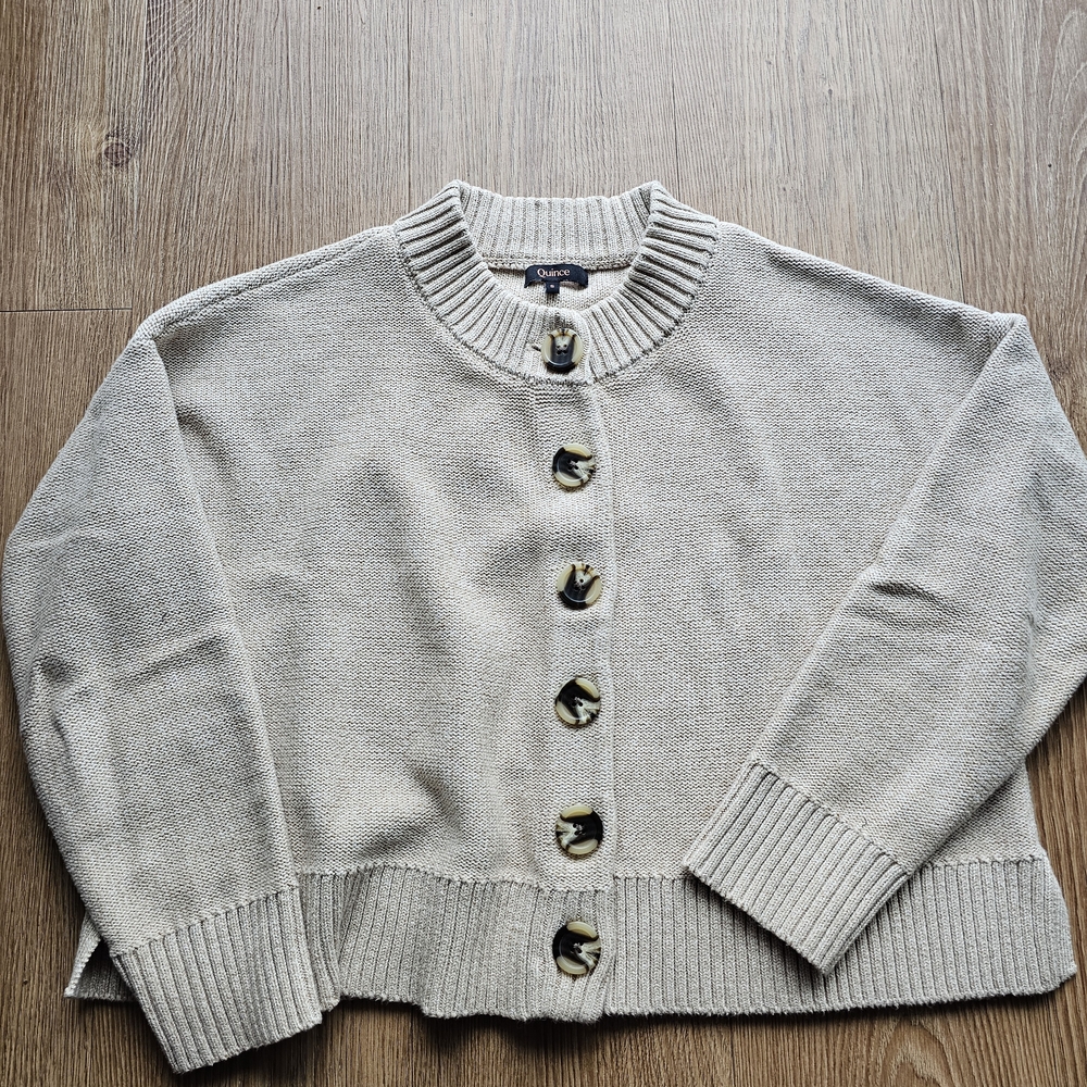 Quince Beige Cardigan with Button Accents